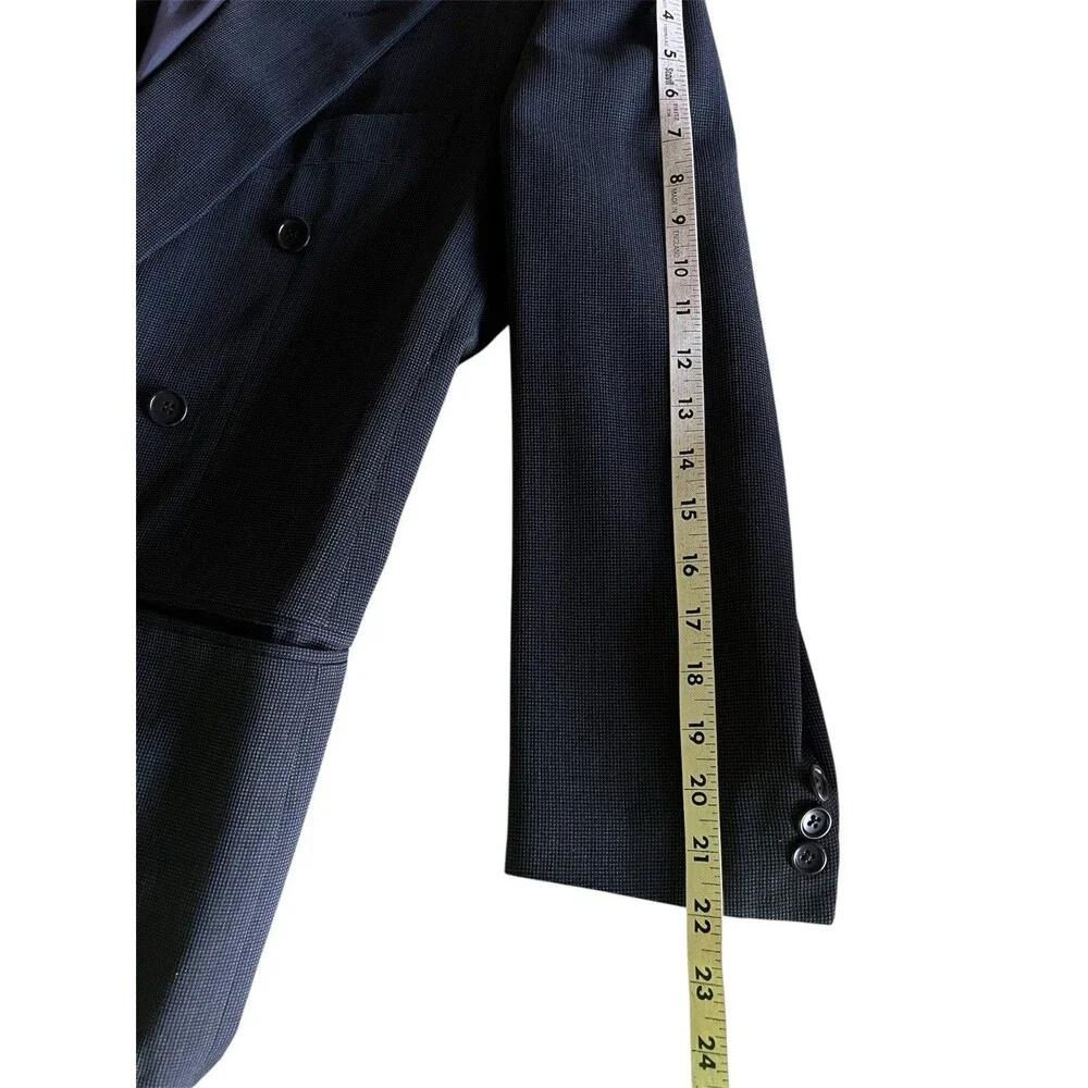 Vestimenta (Armani) Men 38 Blazer Wool Double Breasted Birdseye Sport Coat Italy